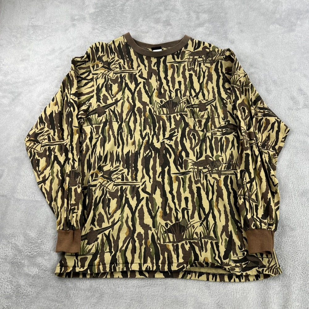 Vintage 90's Rattlers Brand Tiger Camo Shirt Mens XL Made USA Hunting Camouflage